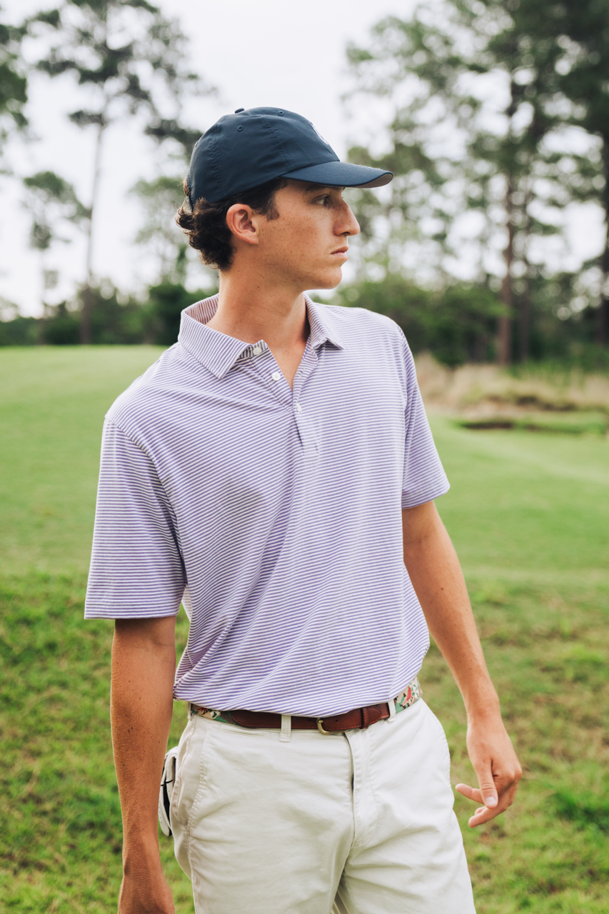 Lavender & White Stripe Pima Cotton Polo