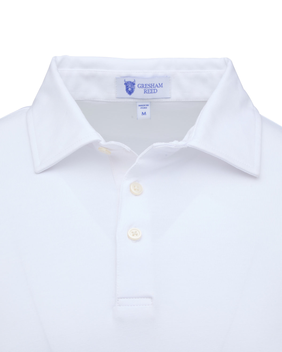 White Solid Long Sleeve Golf Polo