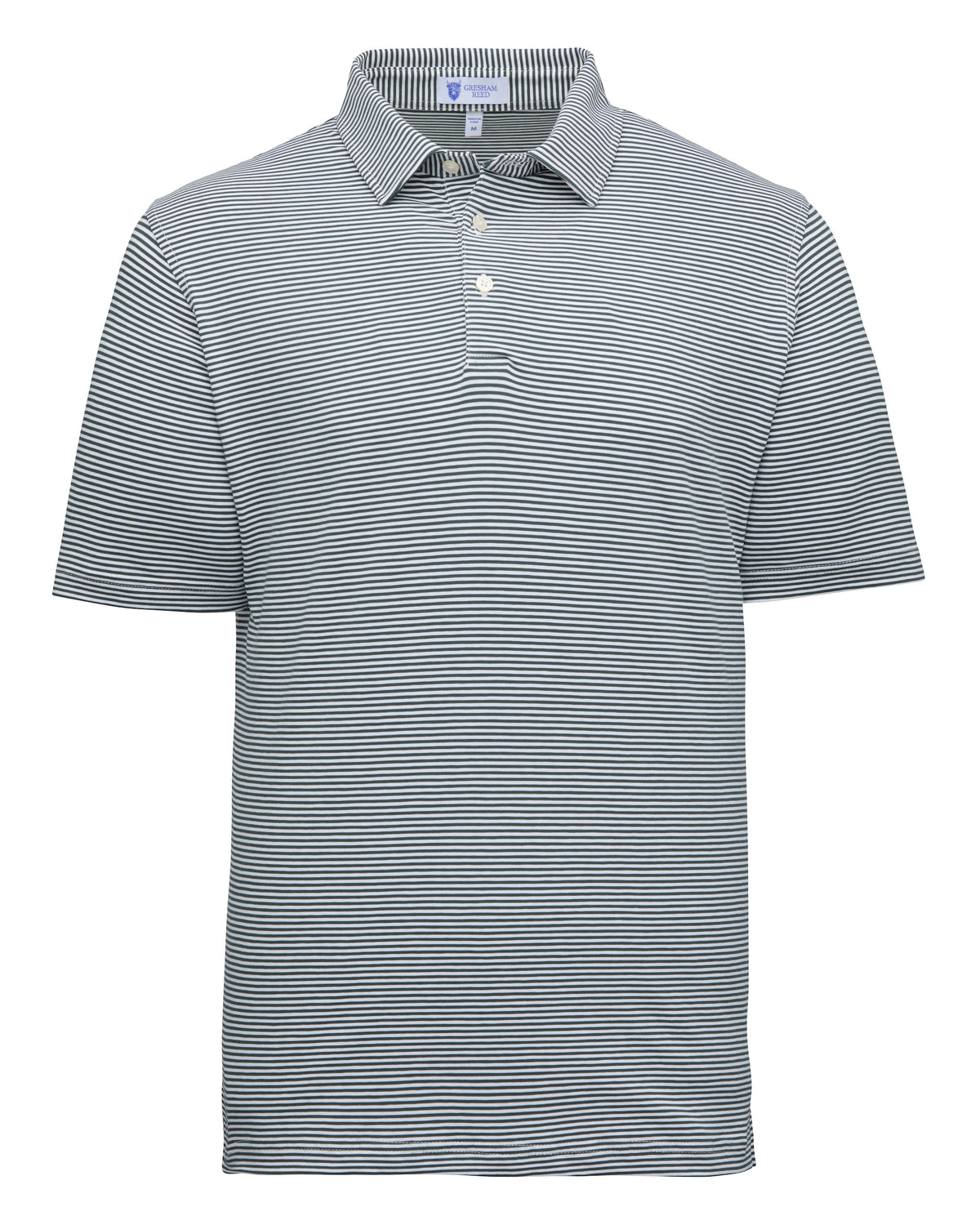 Hunter Green & White Stripe Golf Polo