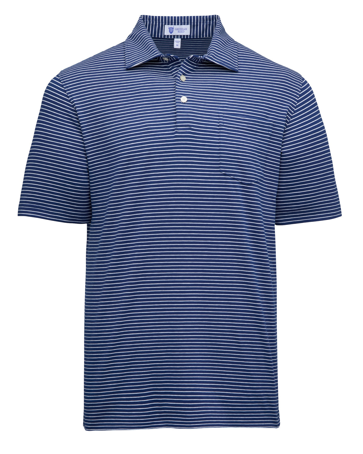 Navy & White Stripe Golf Polo