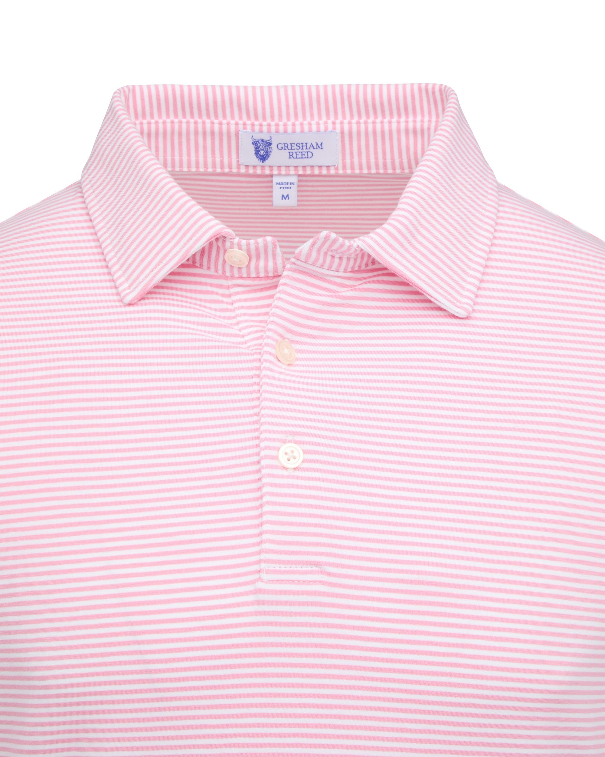 Pink & White Stripe Pima Cotton Golf Polo