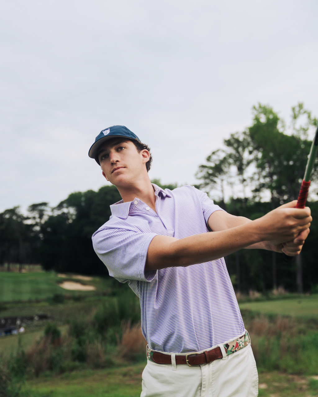 Lavender & White Stripe Pima Cotton Polo