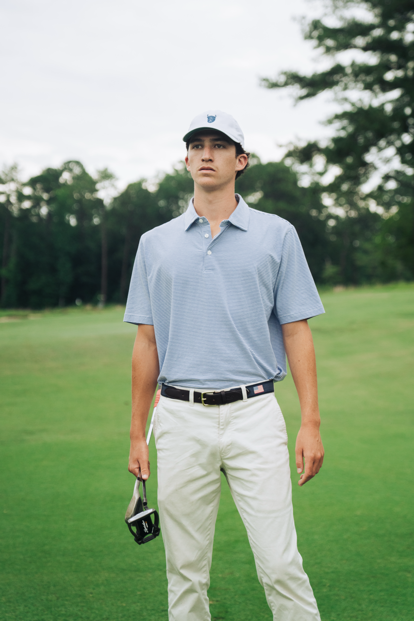 Sky Blue & White Pima Cotton Golf Polo