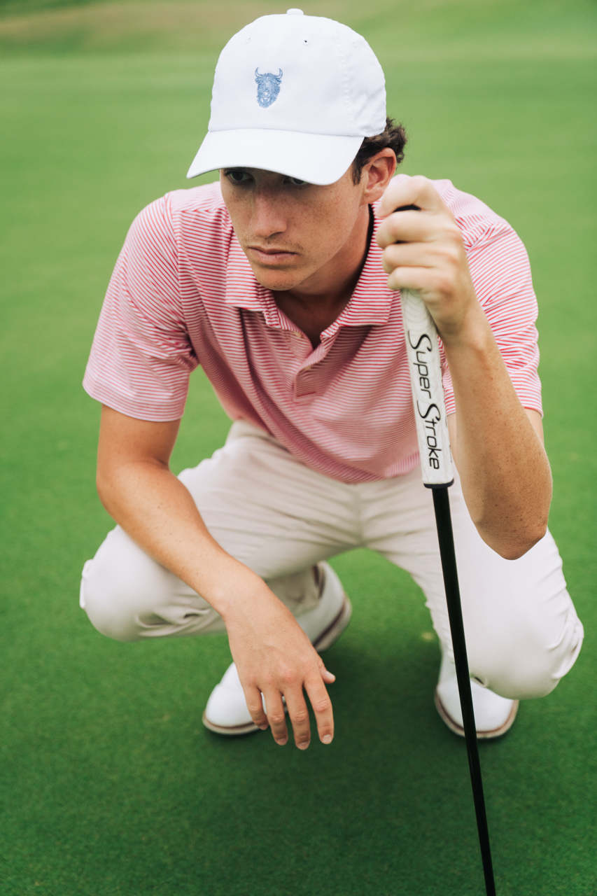 Pink & White Stripe Pima Cotton Golf Polo