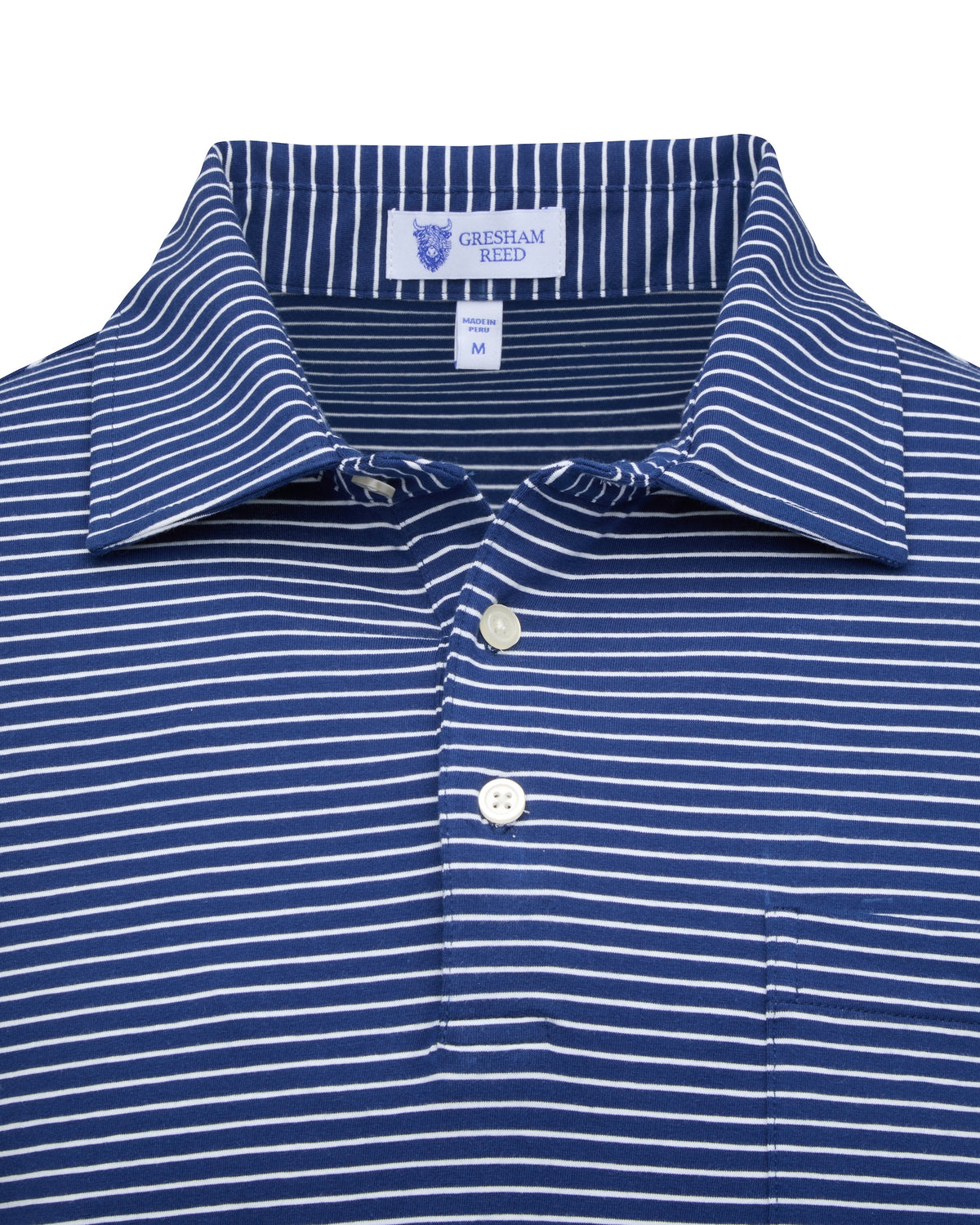 Navy & White Stripe Golf Polo