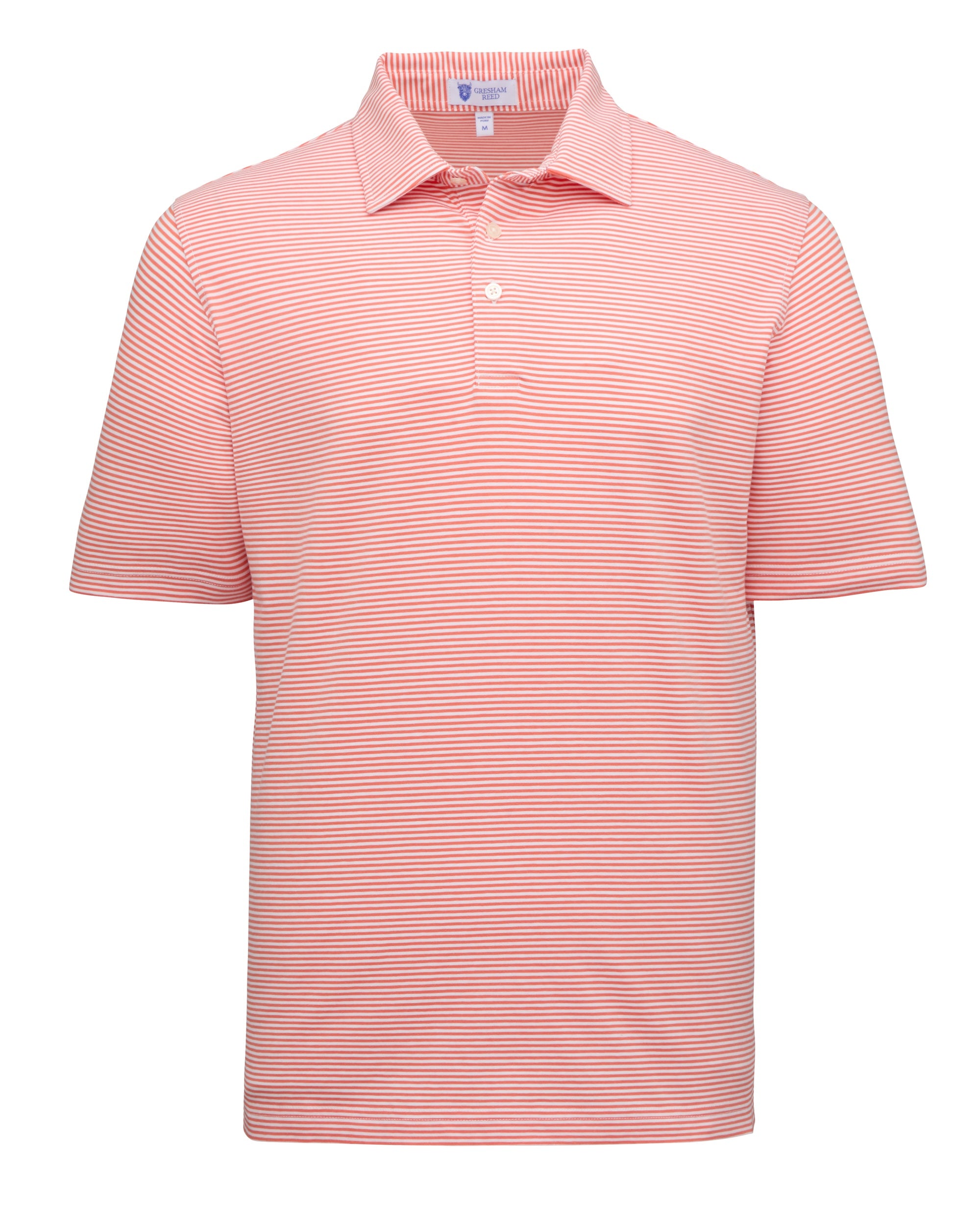 Orange & White Stripe Golf Polo