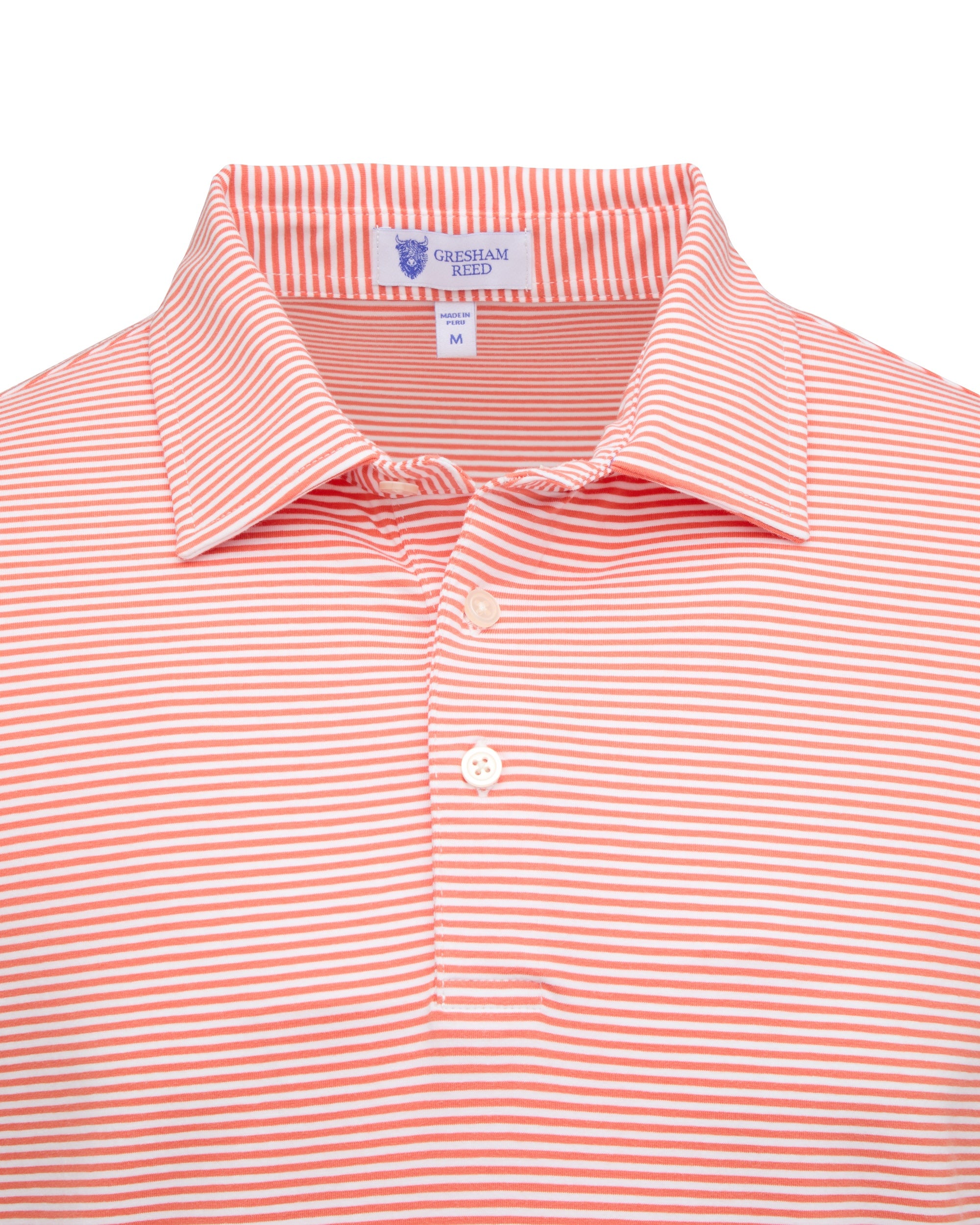 Orange & White Stripe Golf Polo